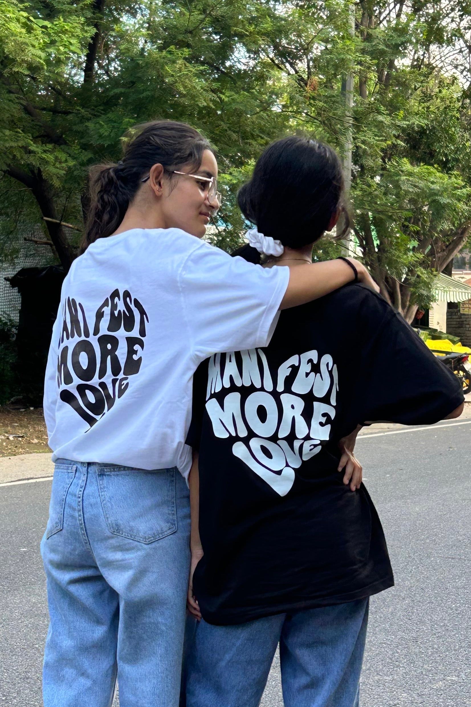 Pack Manifest More Love Unisex Couple Matching Oversized T-shirts (Back Side Printed)