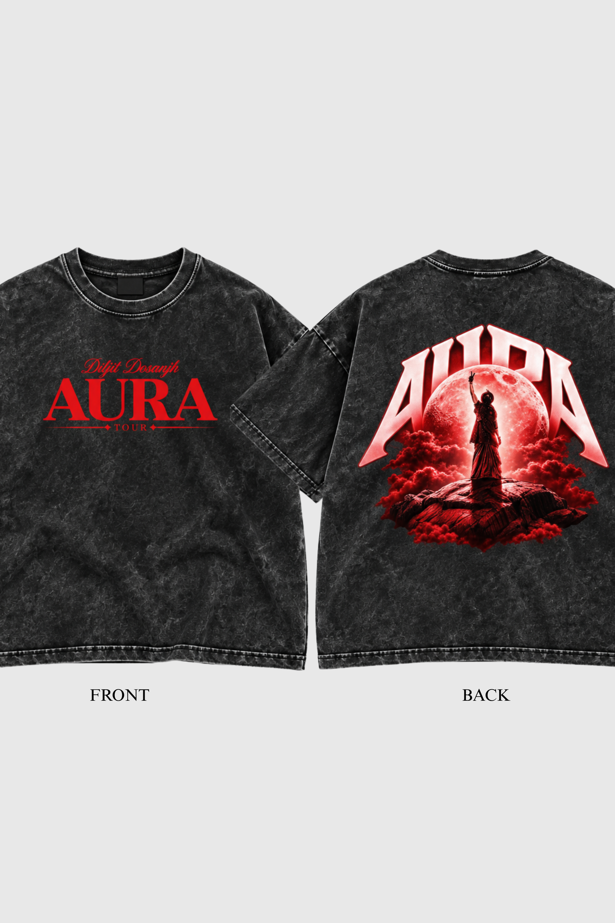 Diljit Dosanjh's Aura World Tour Acid Wash Oversized t shirt