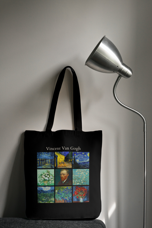 Vincent Van Gogh Aesthetic Black Tote Bag With Zipper