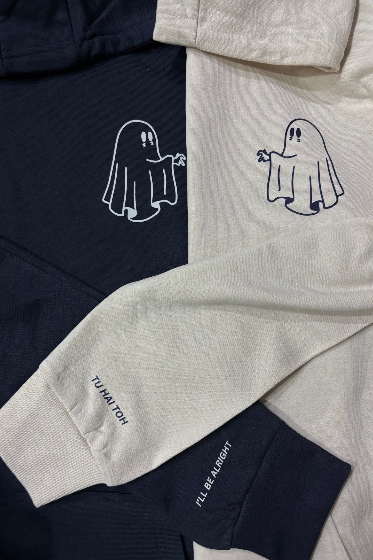 2 Pack: Ghost Heart Hands Matching Printed Hoodies for Couples