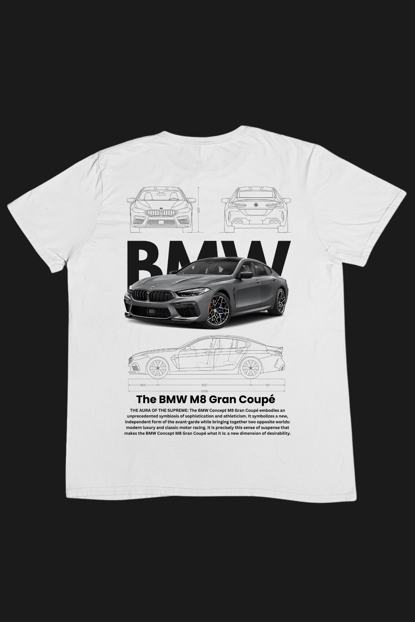 BMW M8 Gran Coupe Graphic Printed T-shirt (Back Print only) – The