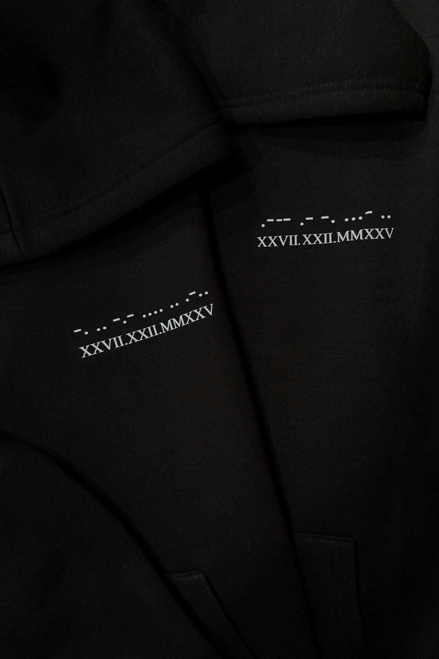2 Custom Roman Date with Morse Code Printed Couple Hoodies (350 GSM)