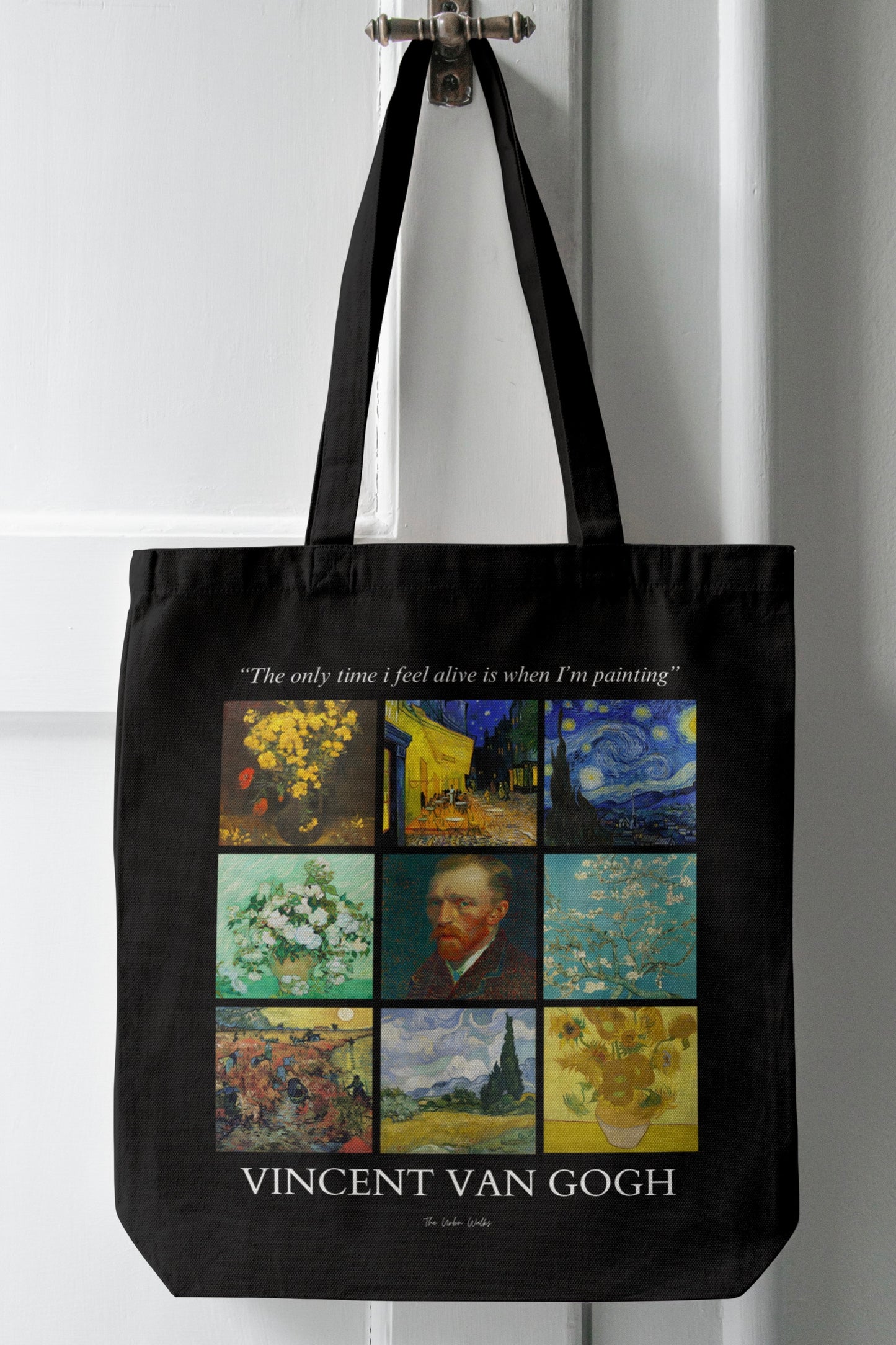 Vincent Van Gogh collage with quote Black tote bag with zipper