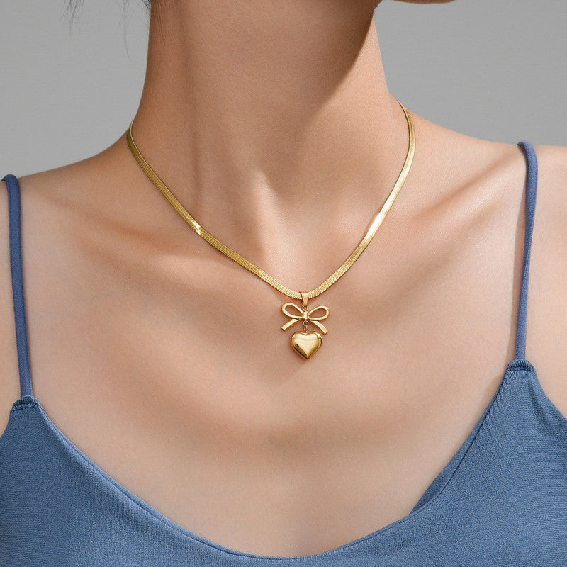 Bow Heart Anti-tarnish pendant