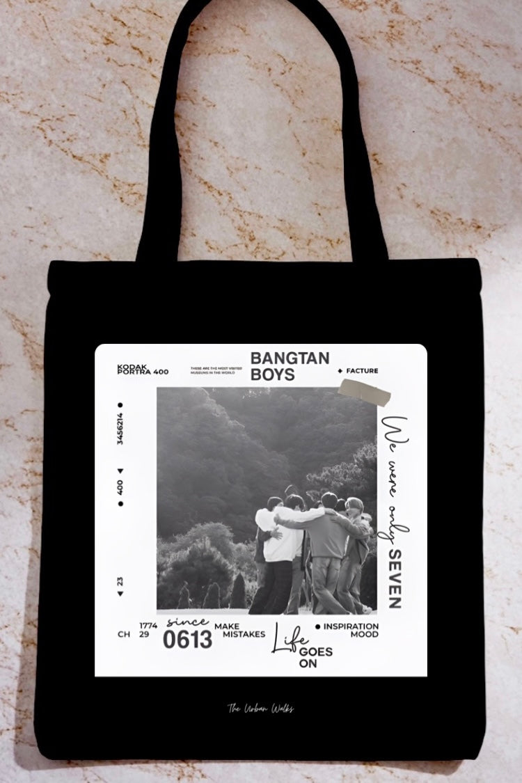BTS Taehyung Black/White Tote Bag with Zipper – The Urban Walks