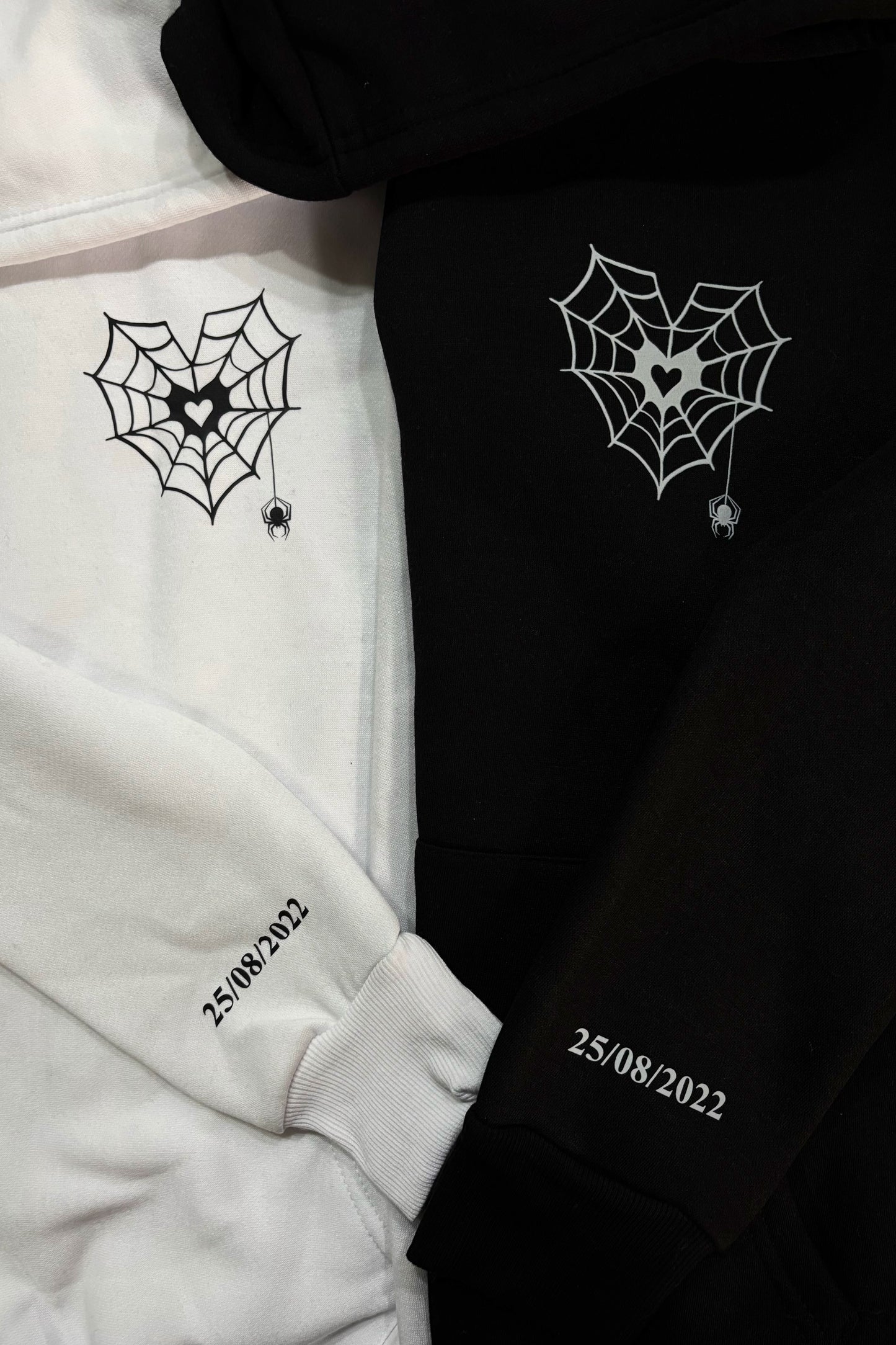 2 Pack: Spider Heart Web Matching Couple Hoodies (350 GSM)