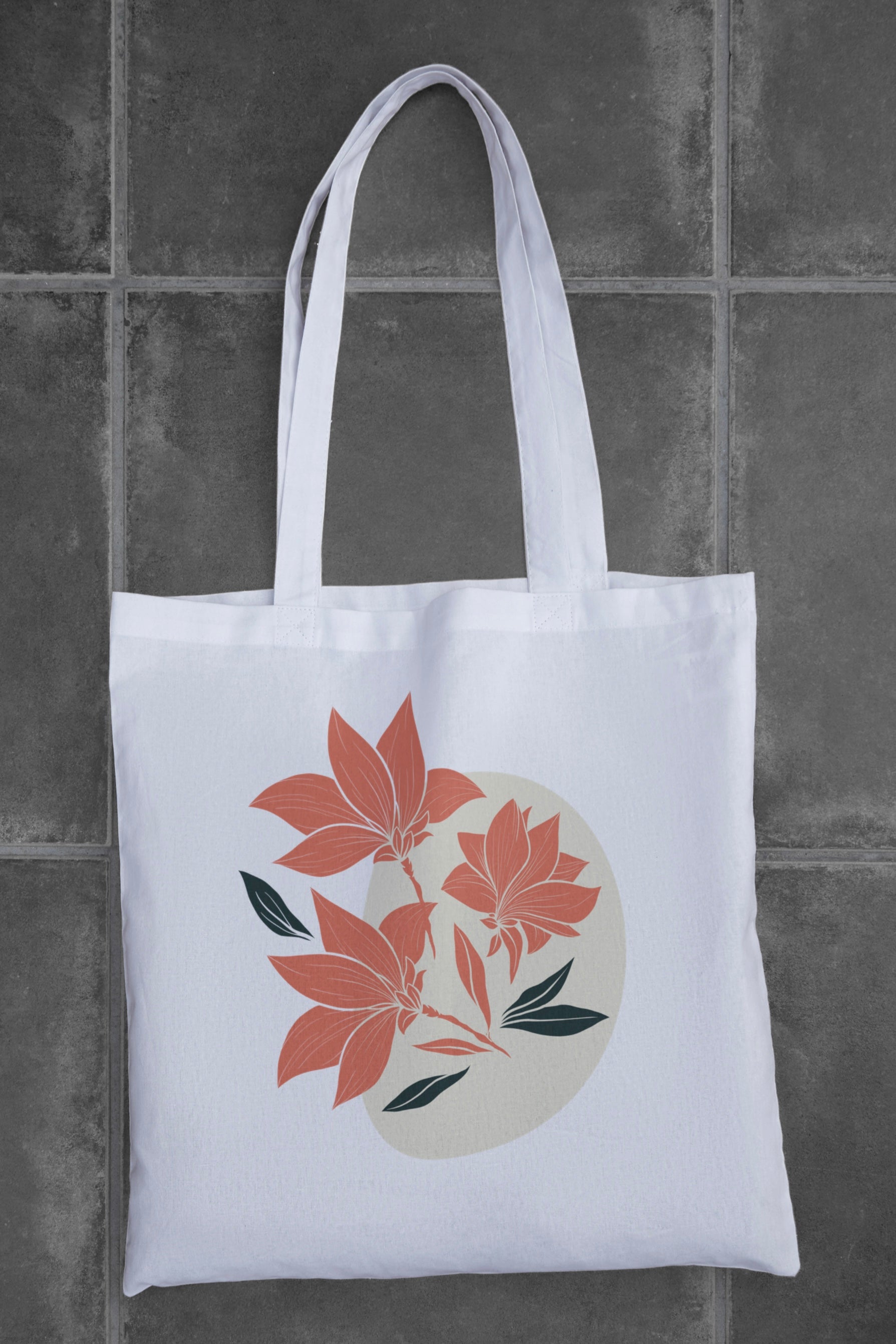 Black/White Aesthetic Flowers Tote Bag with Zipper - Main Image