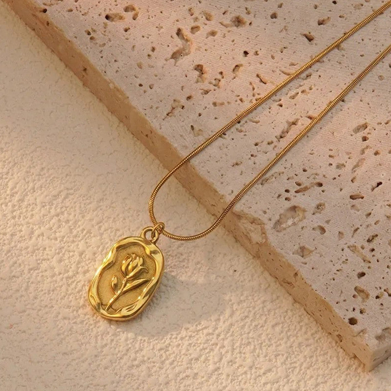 Rose Embedded Anti-tarnish Pendant