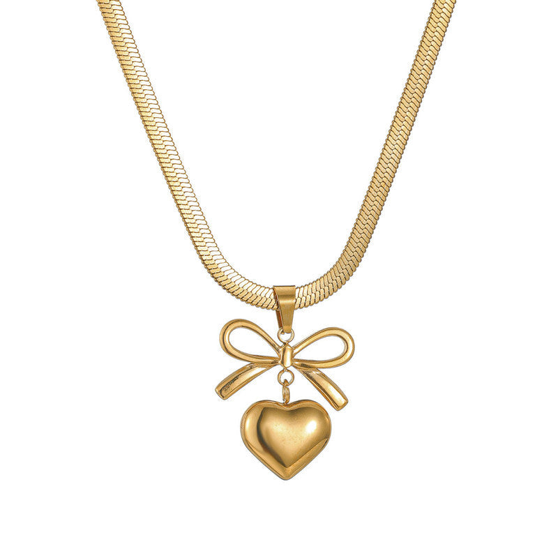Bow Heart Anti-tarnish pendant