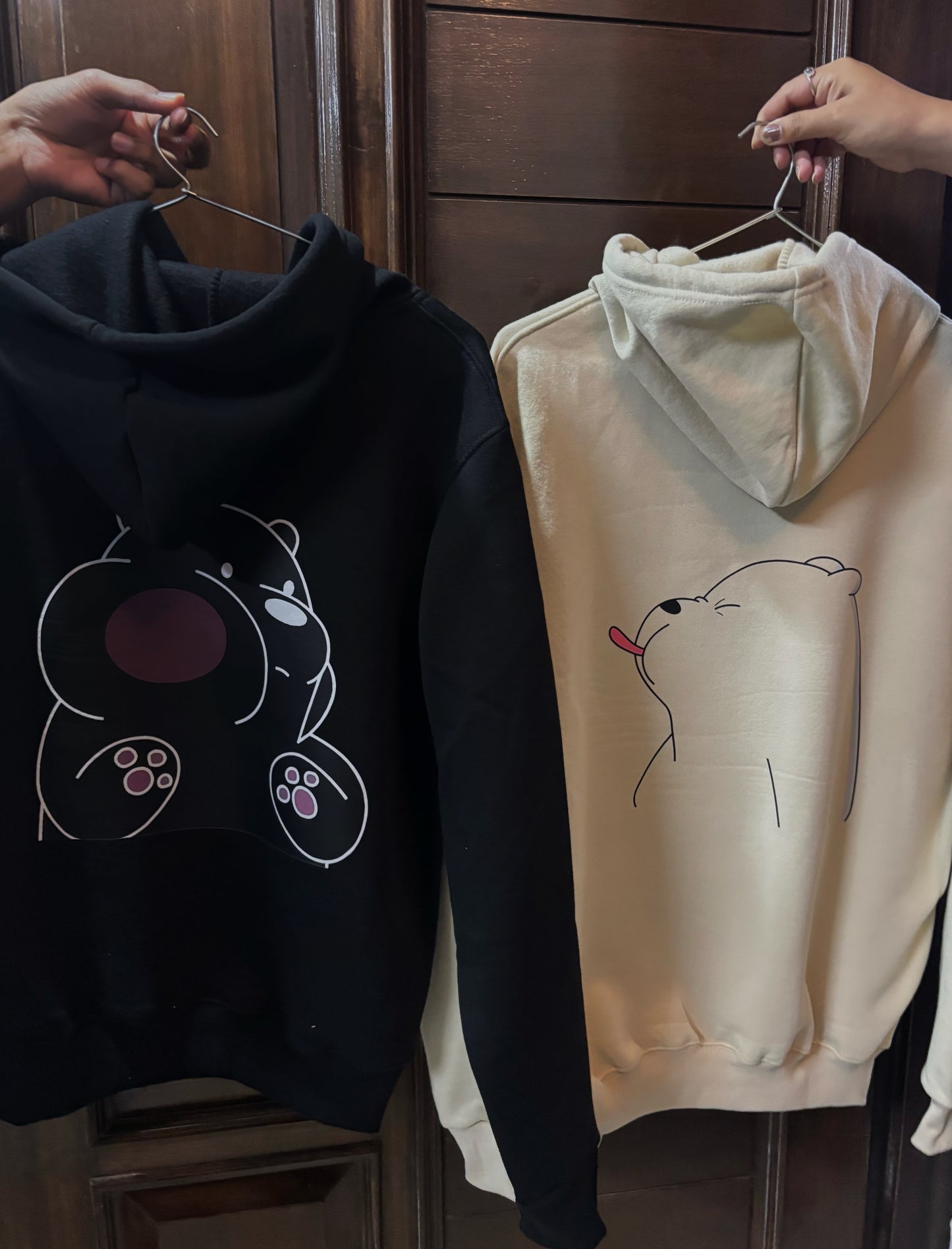Pack of 2: Teasing Panda (We Three Bare Bears) Matching Hoodies (Back-Side Printed)