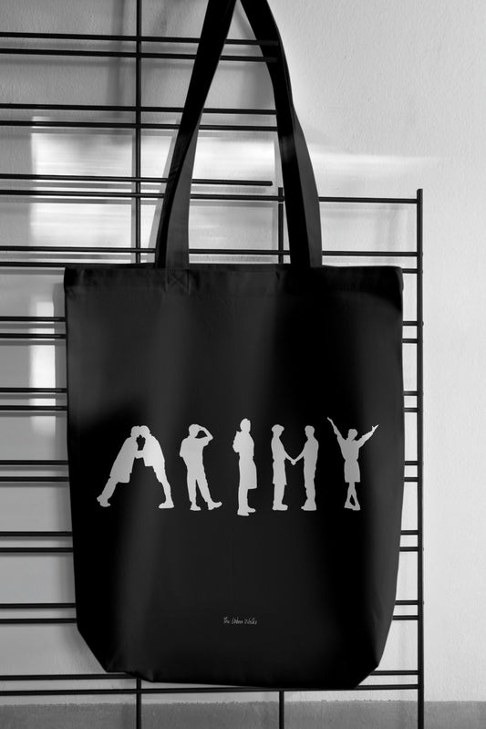 BTS Themed ARMY Black Tote Bag with Zipper