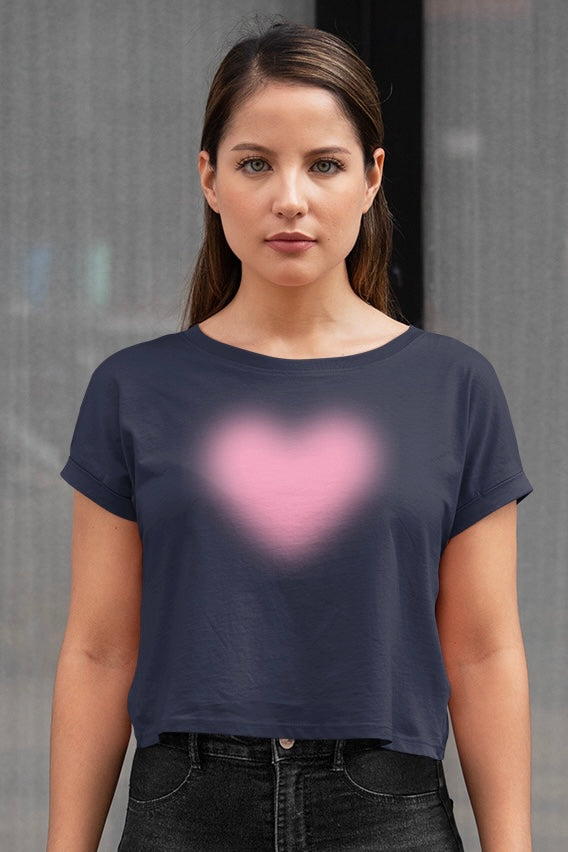 Pink Faded Heart Crop Top