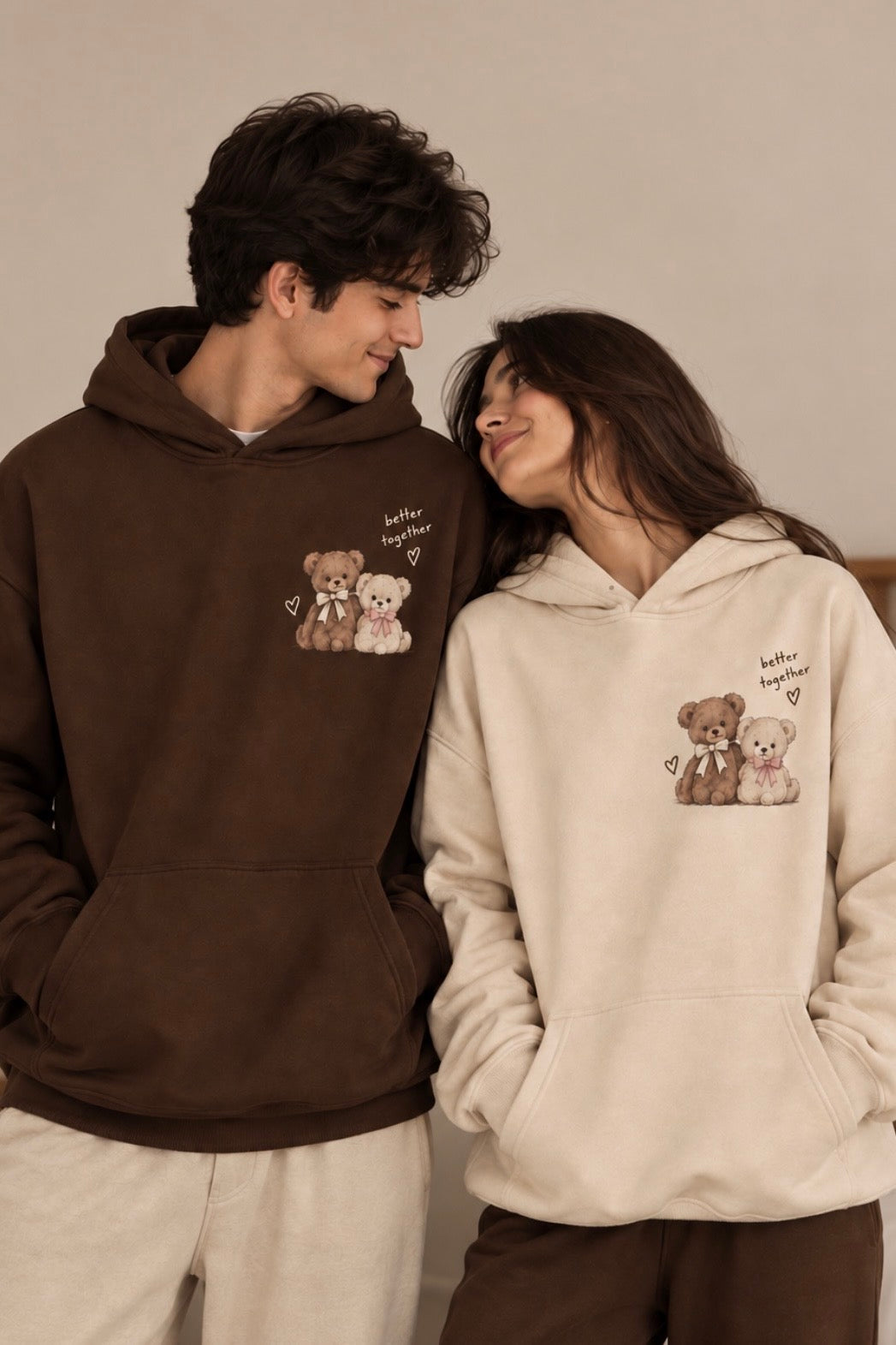 Pack of 2: Teddy - Better Together Premium Couple Hoodies (350 GSM)