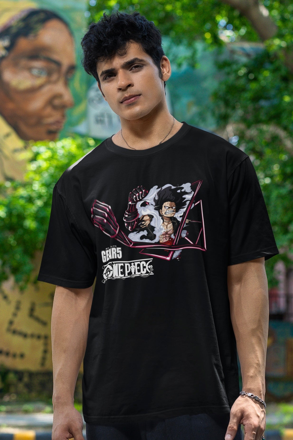 Money D Luffy (One Piece) Unisex Premium Oversized T-shirt (Front side Printed)