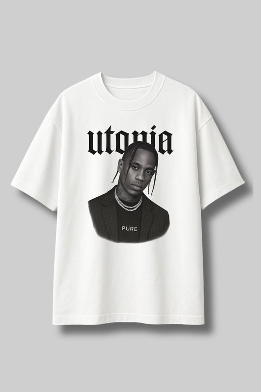Utopia Travis Scott White Unisex Oversized T Shirt
