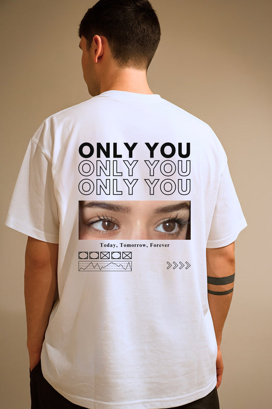 Only You Custom Eye Photo Oversized T-shirt - Back Print Only (For Girlfriend/Boyfriend)