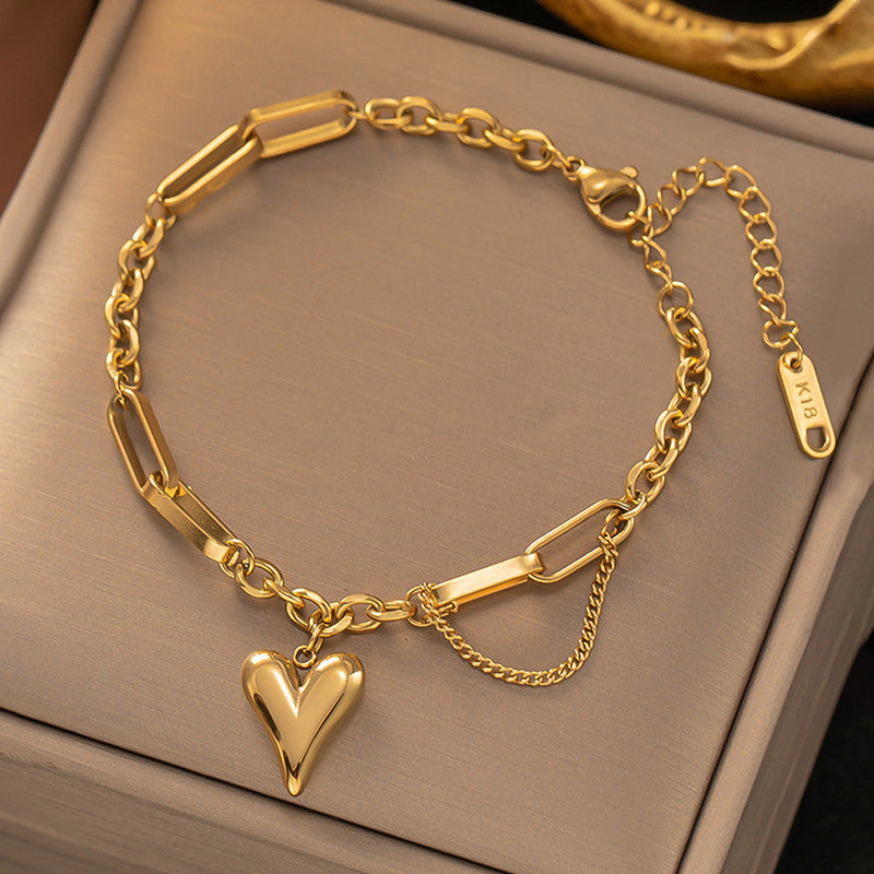 Gold Anti-Tarnish Heart Bracelet
