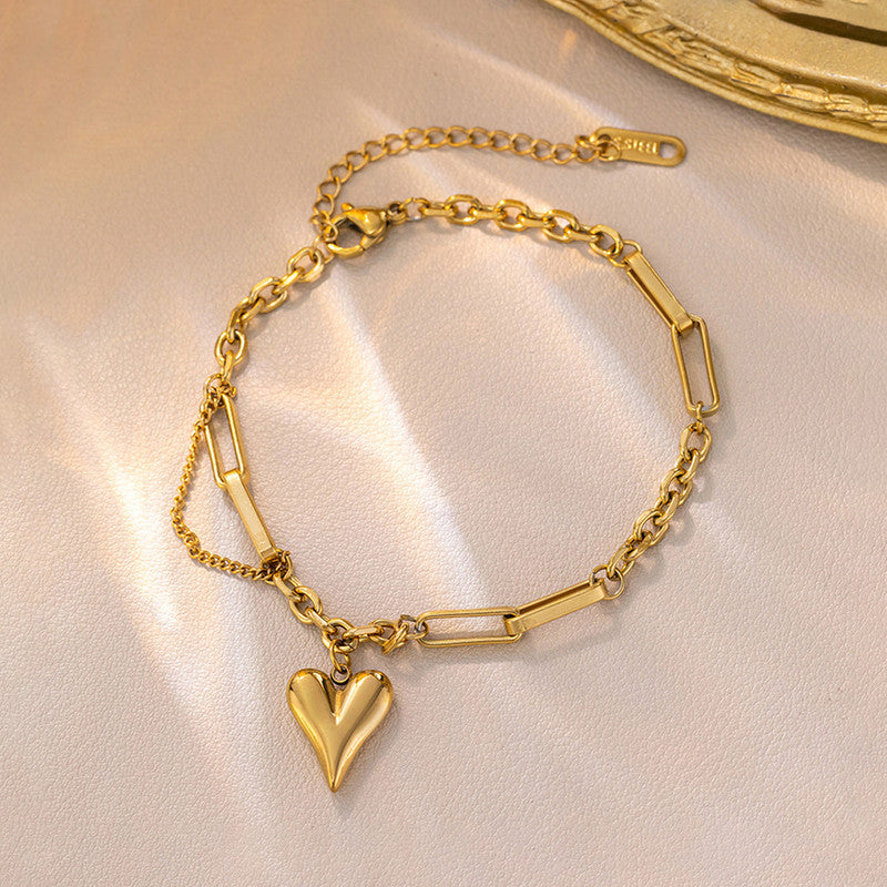 Gold Anti-Tarnish Heart Bracelet
