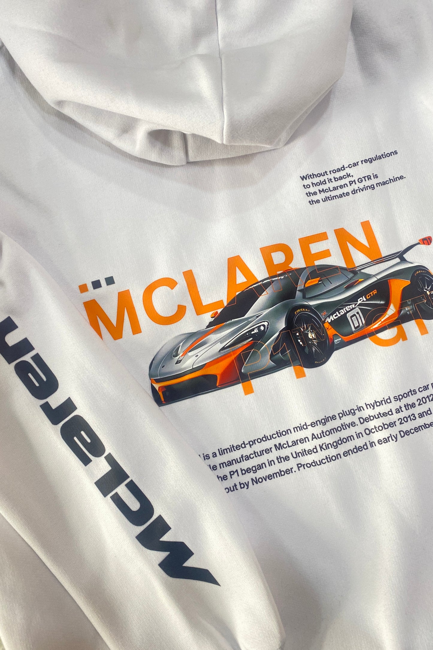 McLaren P1 GTR White Oversized Hooded Sweatshirt