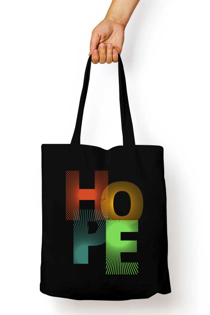 Black Tote Bag with Zipper ( HOPE )