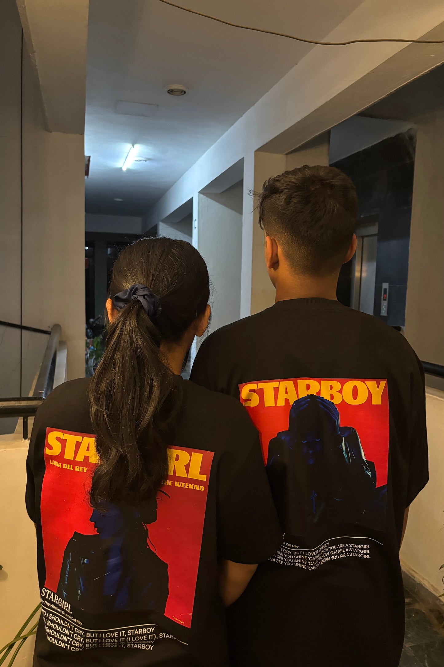 Pack of 2 : Starboy & Stargirl Oversized T shirts (Front & Back Printed)