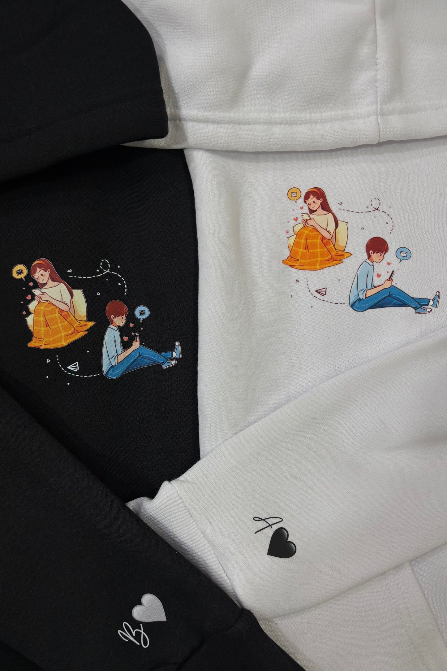 2 Pack: Long Distance Couple Matching Hoodies