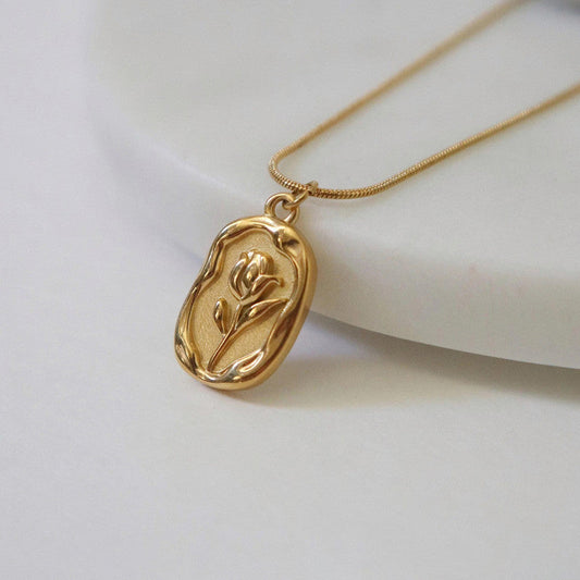 Rose Embedded Anti-tarnish Pendant