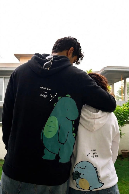 Pack of 2: Dinosaurs Matching Hoodies with custom text (back side printed only)