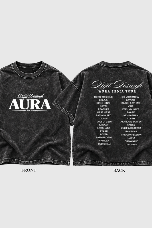 Diljit Dosanjh's Aura World Tour Acid Wash Oversized t shirt
