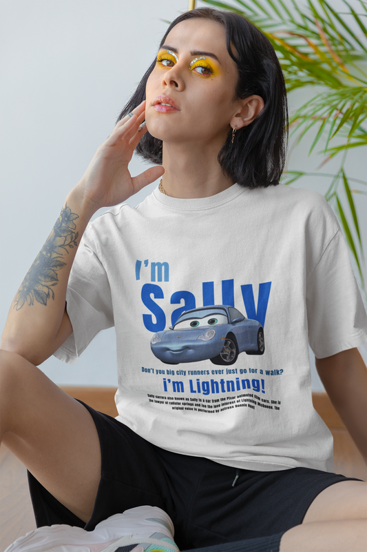 Sally Carrera Lightning CARS Unisex White Oversized T-shirt