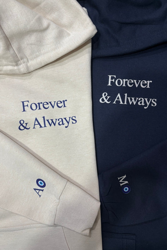 2 Pack: Always & Forever with sleeves printed Matching Couple Hoodies