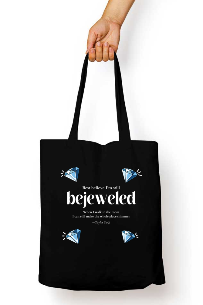Bejeweled Black Tote Bag with Zipper (Taylor Swift)