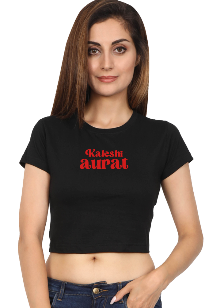 Kaleshi Aurat Black Crop T-shirt