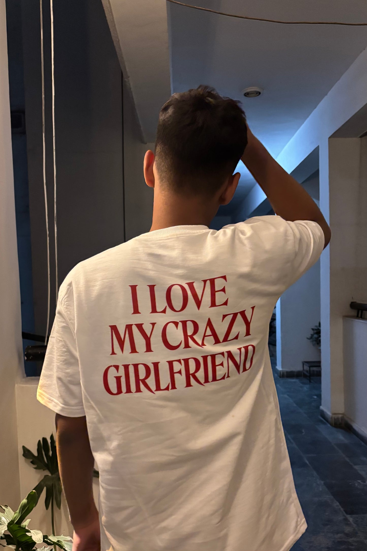 I Love My Crazy Girlfriend Oversized Classic T-Shirt (Back Printed Only)