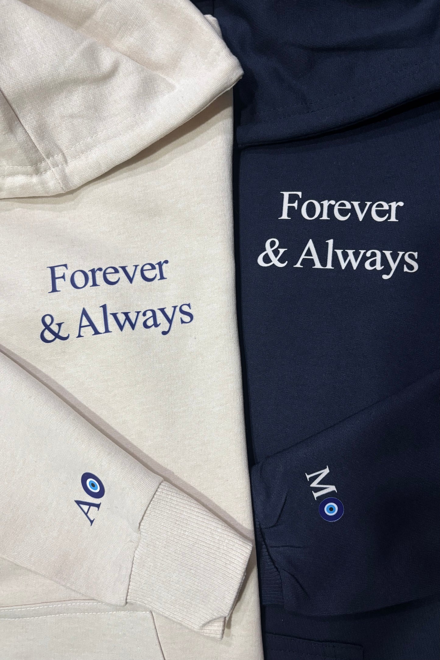 2 Pack: Always & Forever with sleeves printed Matching Couple Hoodies