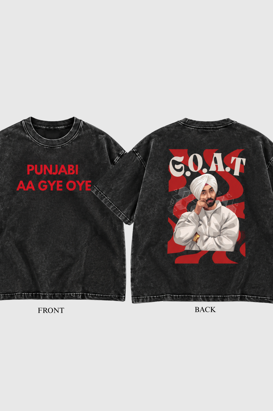 Punjabi Aa Gye Oye Aura World Tour Acid Wash Oversized T-Shirt