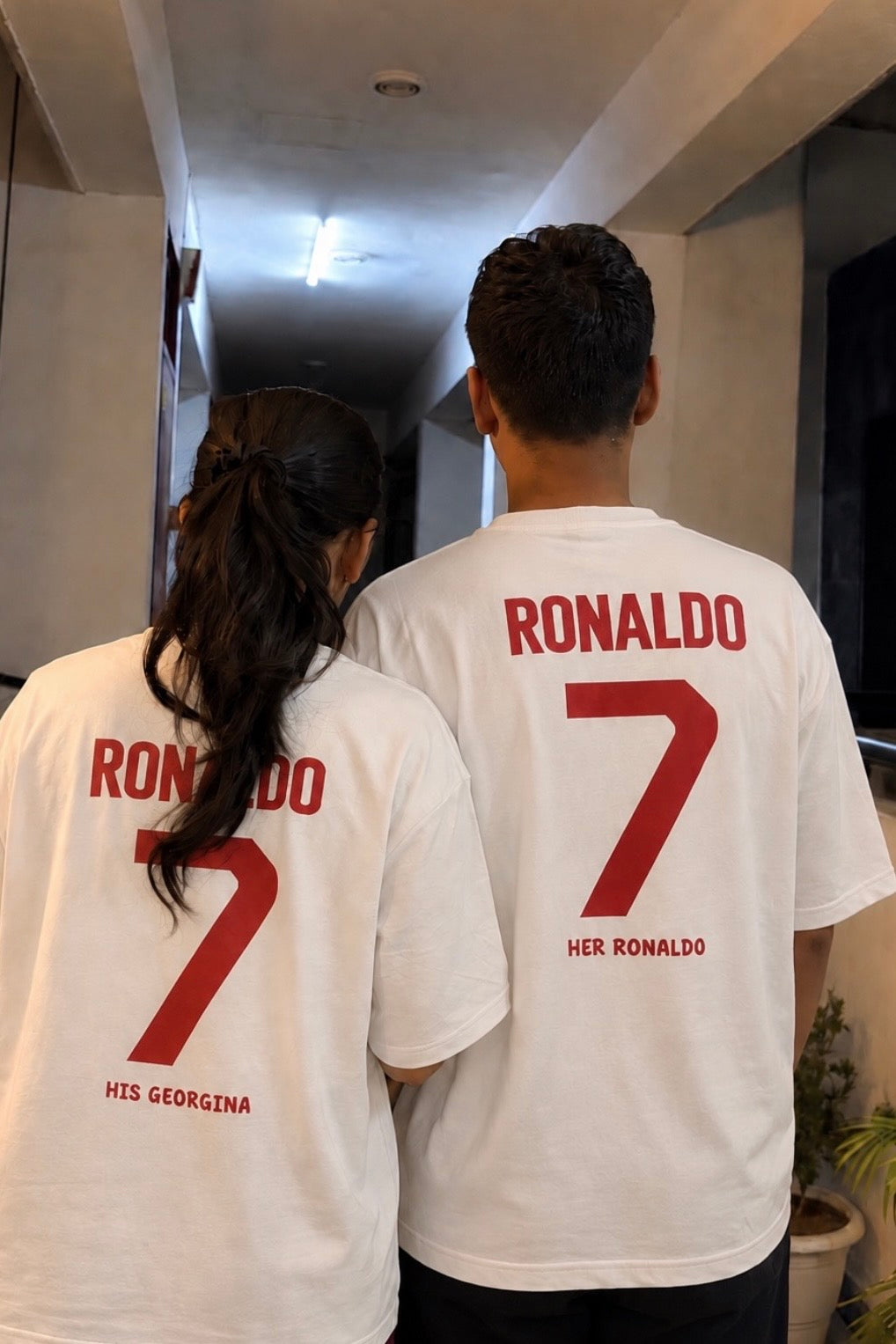 Pack of 2 : Ronaldo & Georgina Couple Oversized T-shirts