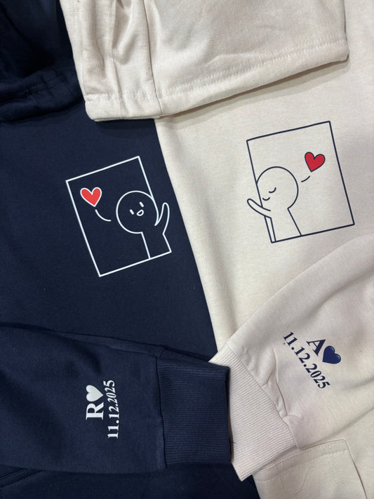 Cutesy Front and Custom Sleeves Printed Hoodies