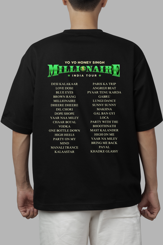 Millionaire Tour Both Side Printed Unisex Oversized T Shirt (Yo Yo Honey Singh)