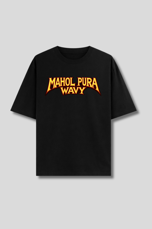 Mahol Pura Wavy - Karan Aujla's P-POP Culture India Tour Unisex Oversized T-Shirt (Front Print Only)