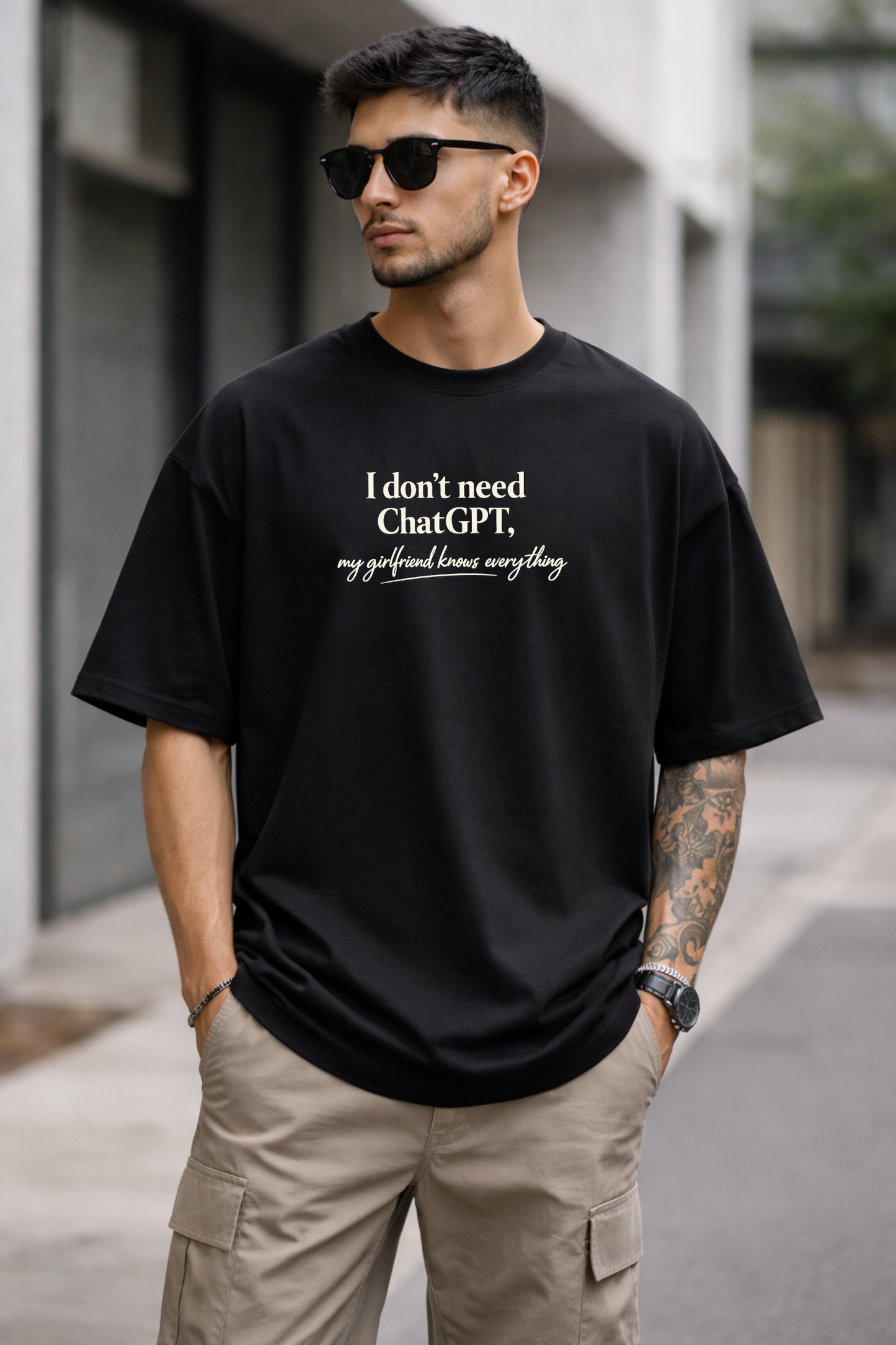 I Don’t Need ChatGPT, My Girlfriend Knows Everything Premium Oversized T-Shirt