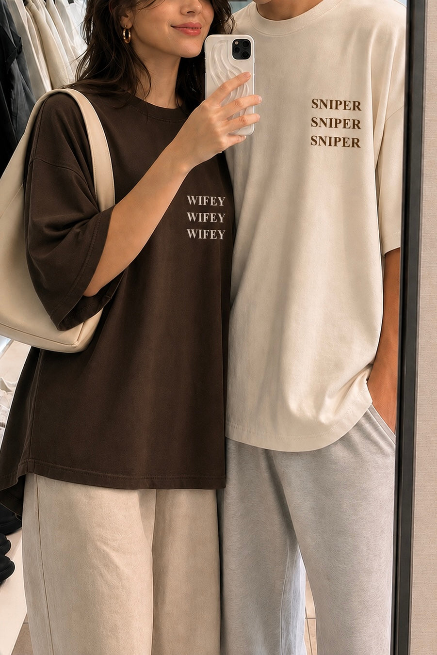 Pack of 2: Sniper Wifey Couple Oversized T-shirts