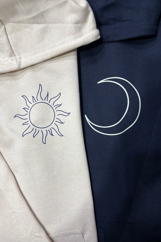 2 Pack: Sun Moon Matching Couple Hoodies