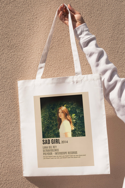 Lana Del Rey SAD GIRL 2014 White Tote Bag with Zipper