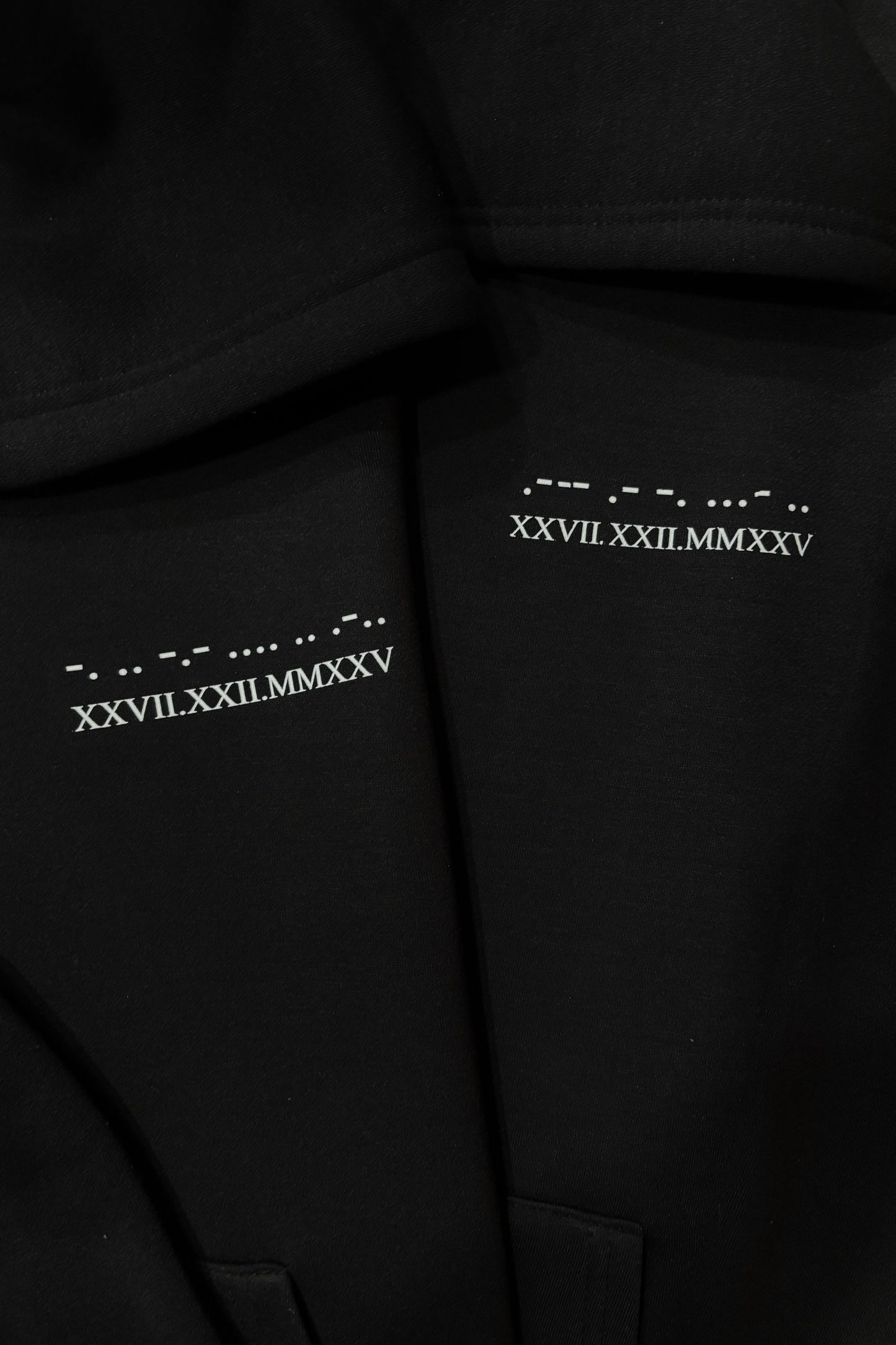 2 Custom Roman Date with Morse Code Printed Couple Hoodies (350 GSM)