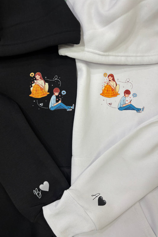 2 Pack: Long Distance Couple Matching Hoodies