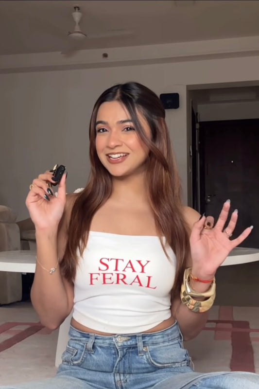 Stay Feral Crop Tank Top (Rebel Kid Apoorva Inspired)
