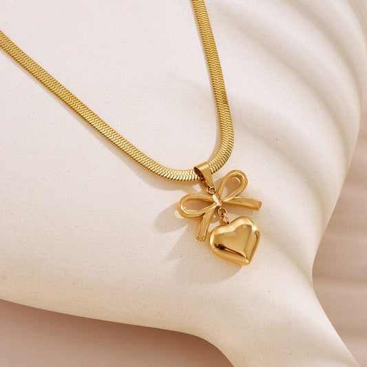 Bow Heart Anti-tarnish pendant