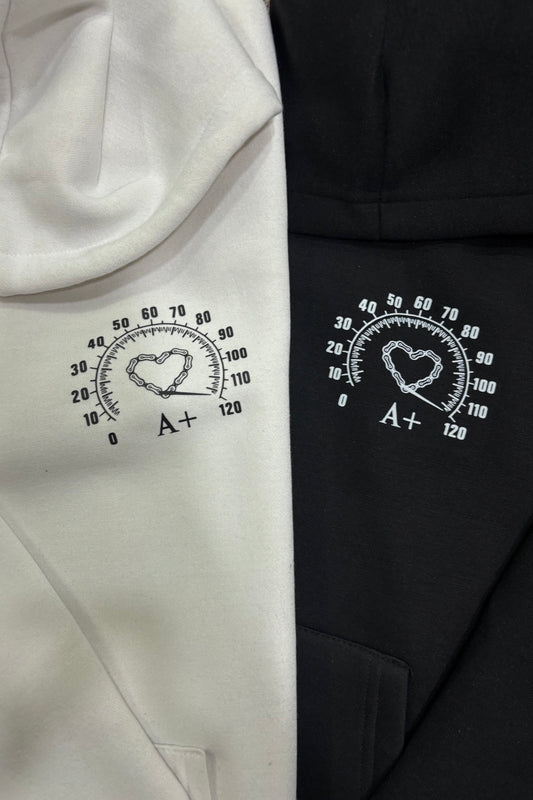 Pack of 2: Lovemeter Front Side Printed Couple Matching Hoodies (350 GSM)