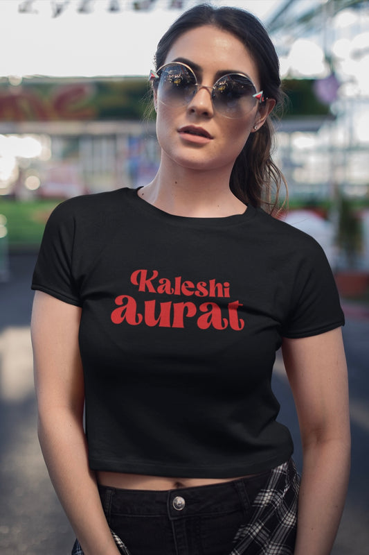 Kaleshi Aurat Black Crop T-shirt